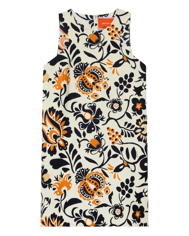 La DoubleJ Racer Minikleid mit Blumen-Print - Weiß Weiß