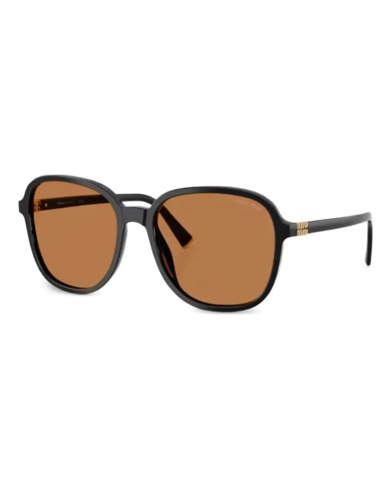 Miu Miu Sonnenbrille mit rundem Gestell - Schwarz Schwarz