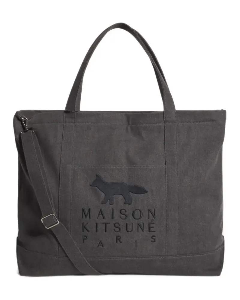 Kitsuné XL Profile Fox Tote Bag - Schwarz Schwarz