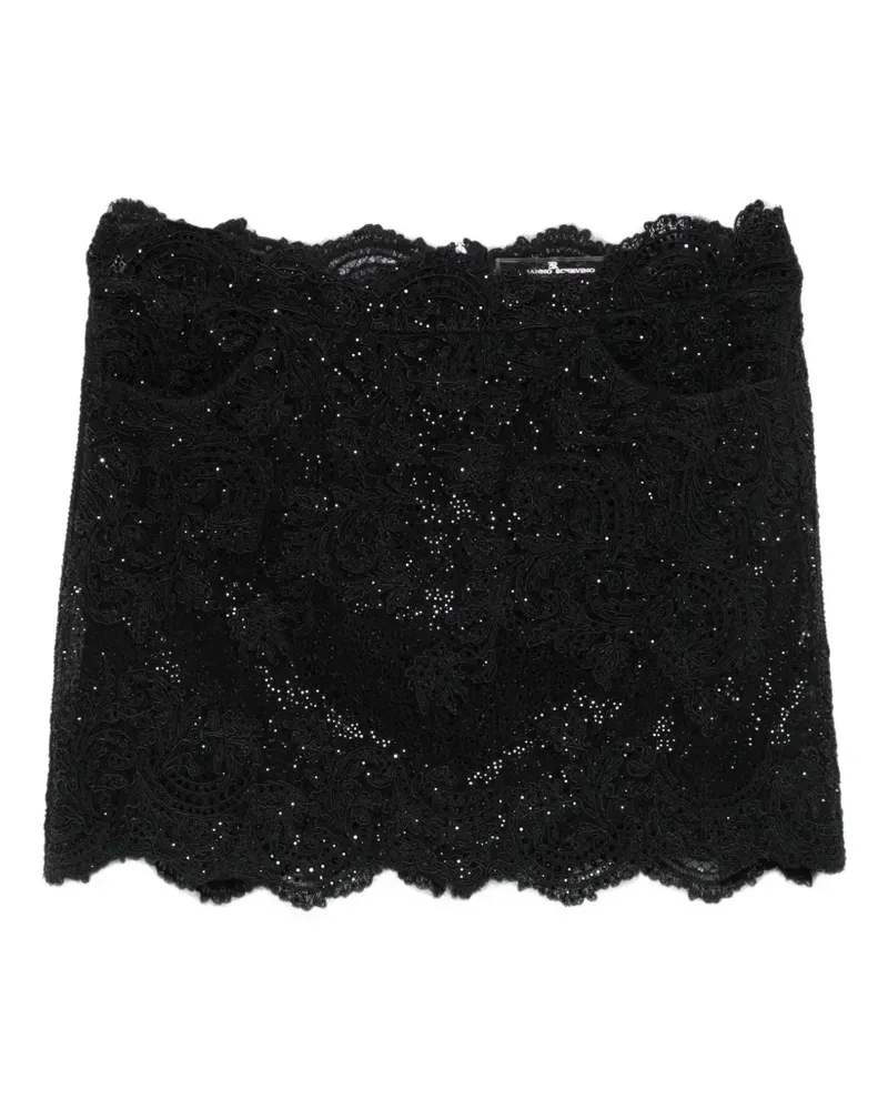 Ermanno Scervino lace-overlay sequin-embellished mini skirt - Schwarz Schwarz