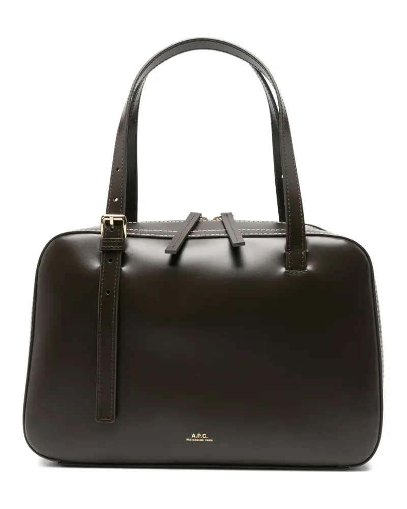 A.P.C. Schultertasche mit Kontrastnähten - Braun Braun