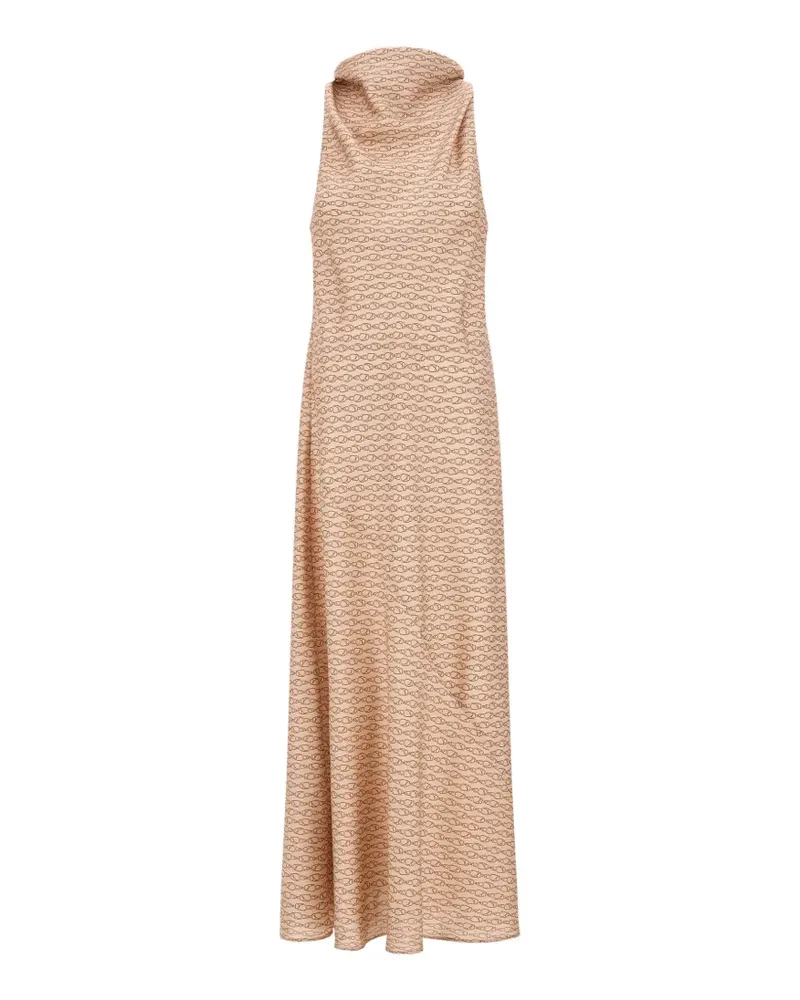 Herno Maxikleid aus Seide mit Haken-Print - Nude Nude