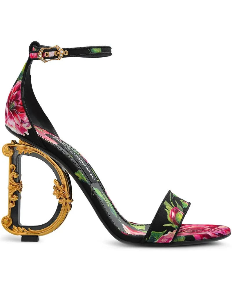 Dolce & Gabbana Sandalen mit Blumen-Print 115mm - Schwarz Schwarz