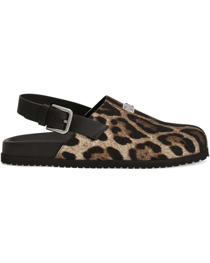 Dolce & Gabbana Slipper mit Print - Braun Braun