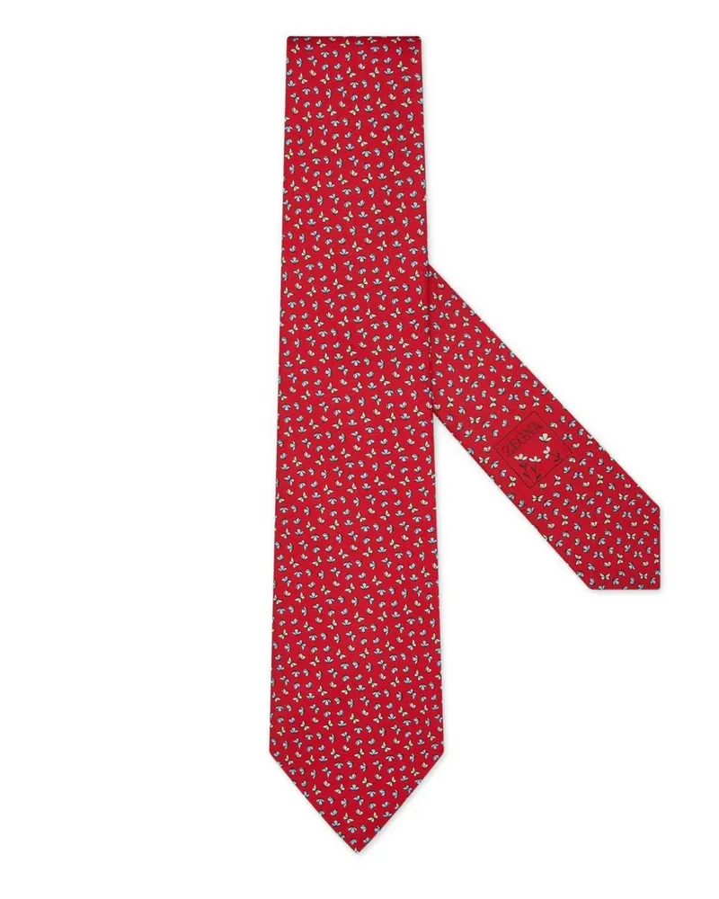 Ermenegildo Zegna Seidenkrawatte mit Schmetterlingen - Rot Rot