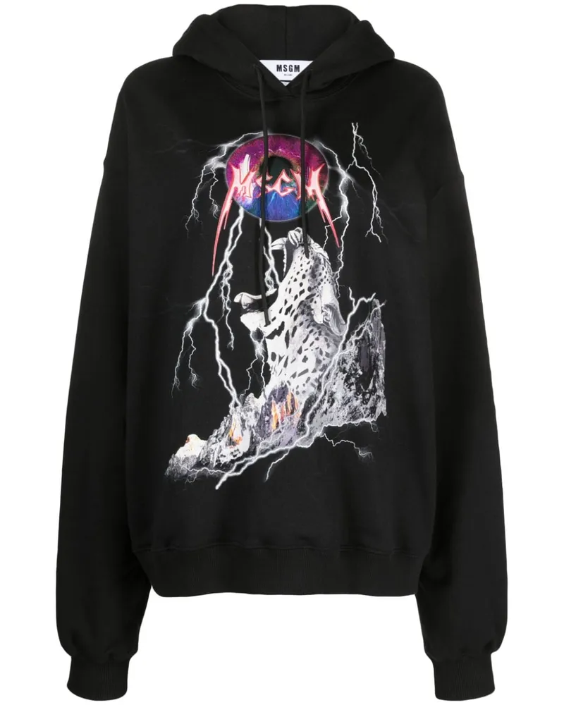 MSGM Hoodie mit grafischem Print Schwarz