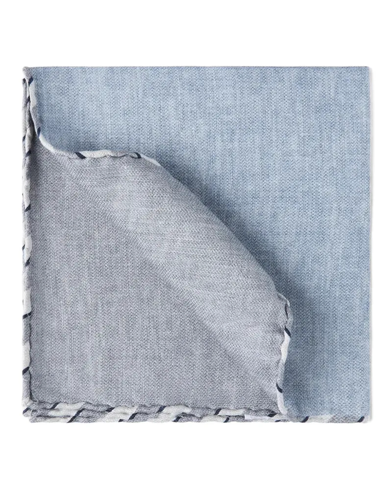 Brunello Cucinelli Einstecktuch aus Seide mit gestreiftem Rand - Blau Blau