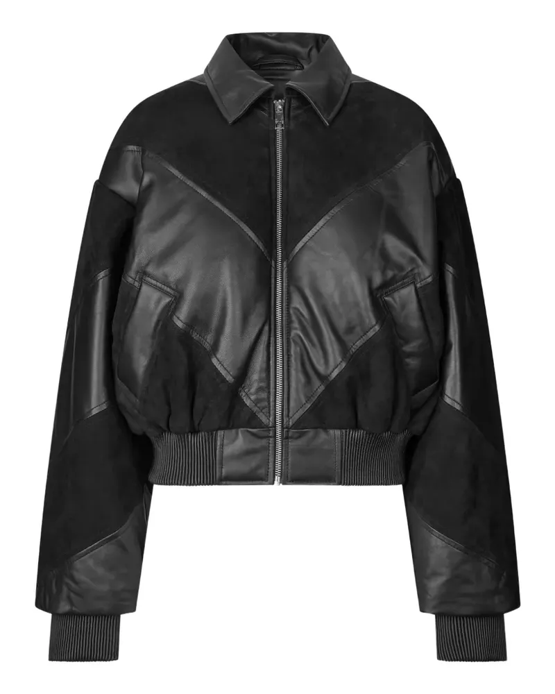 ROTATE Birger Christensen Lederjacke mit Kontrasteinsätzen - Schwarz Schwarz