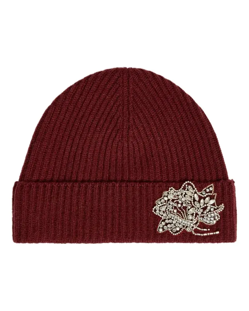 Erdem Gerippte Beanie mit Kristallen - Rot Rot