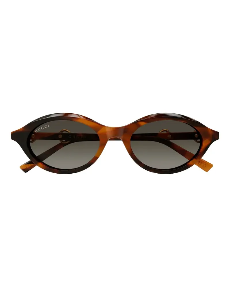 Gucci Horsebit Sonnenbrille mit ovalem Gestell - Braun Braun