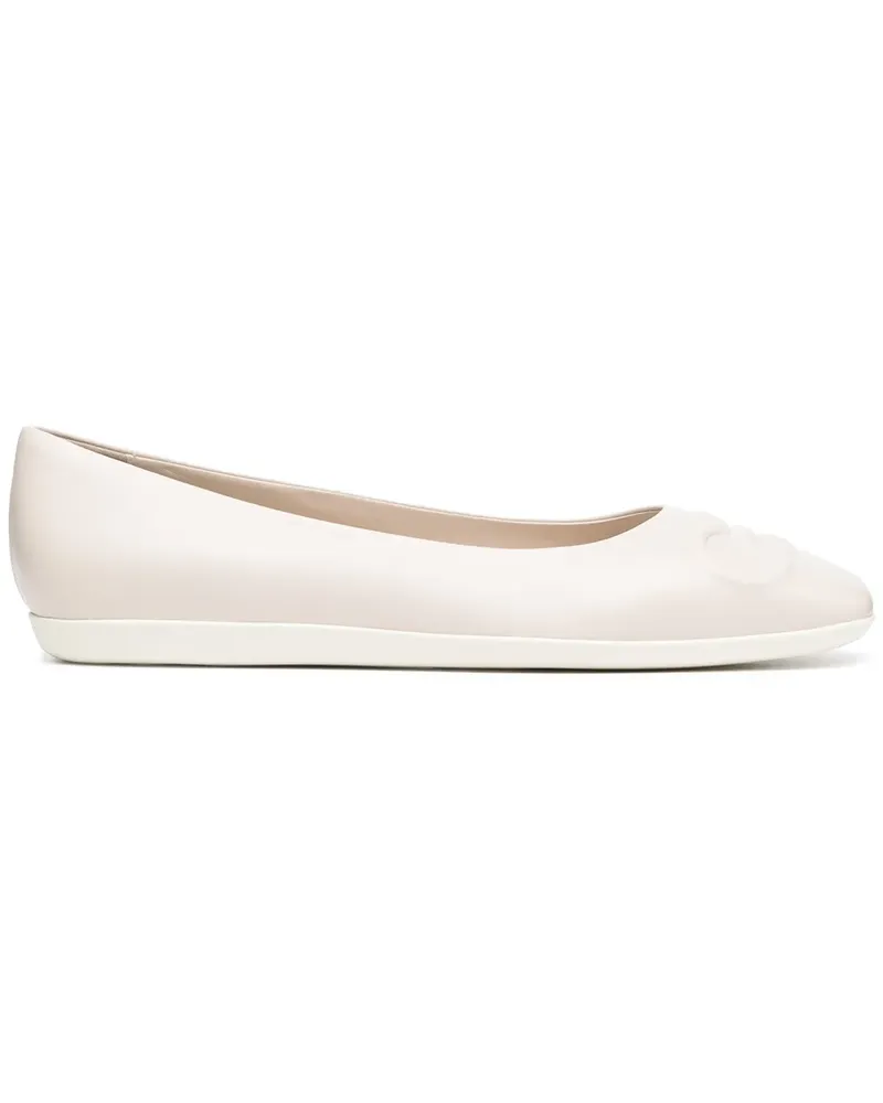 Ferragamo Ballerinas mit Gancini-Detail - Weiß Weiß