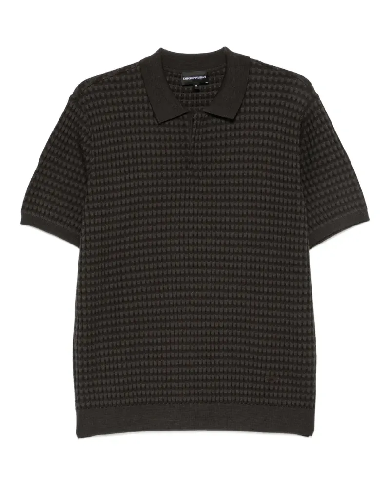 Emporio Armani Poloshirt mit Waffelstrick-Muster - Grau Grau