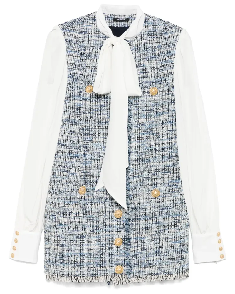 Balmain Minikleid aus Tweed - Blau Blau