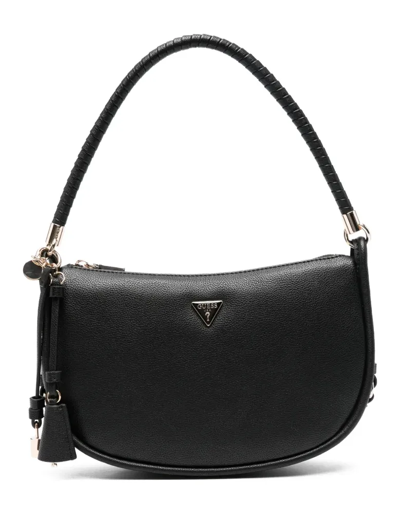 Guess Schultertasche mit Logo-Schild - Schwarz Schwarz