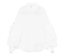 Semi-transparente Rüschenbluse - Weiß