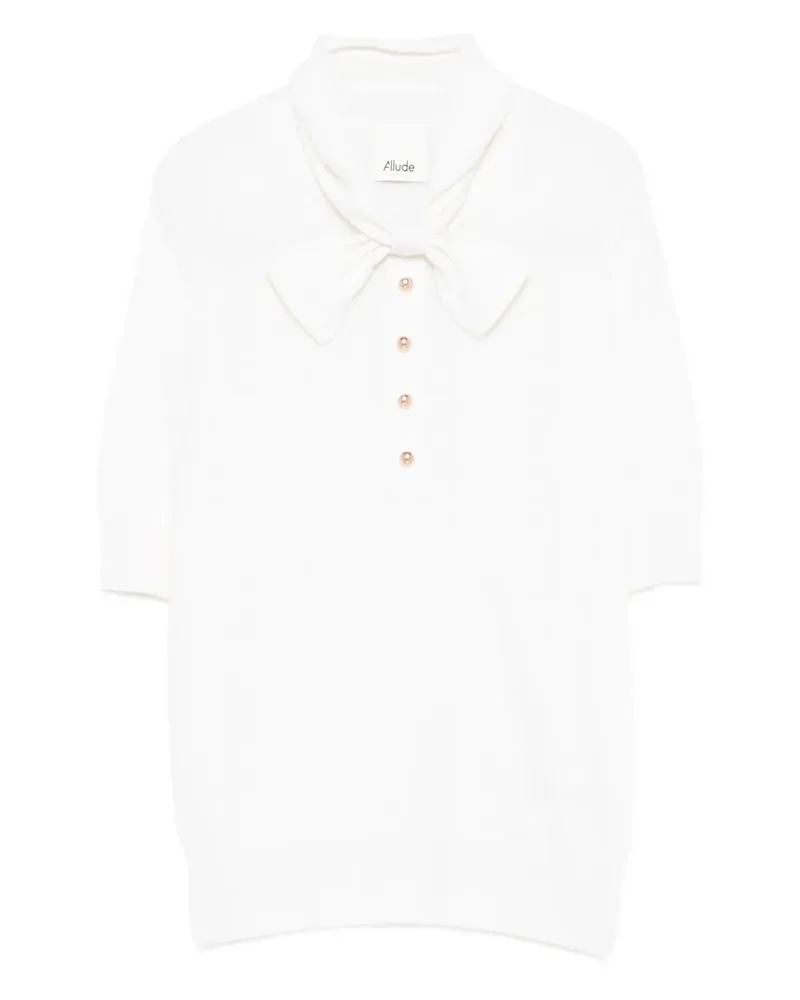 ALLUDE bow buttoned pullover - Weiß Weiß