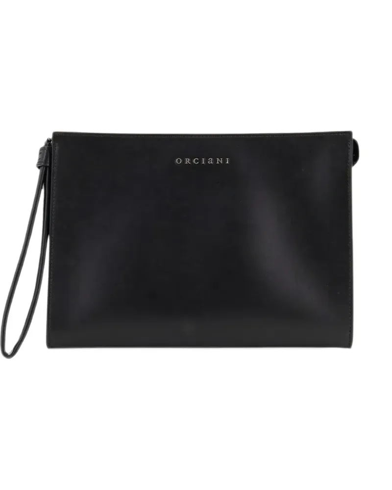 Orciani Clutch mit Logo-Schild - Schwarz Schwarz