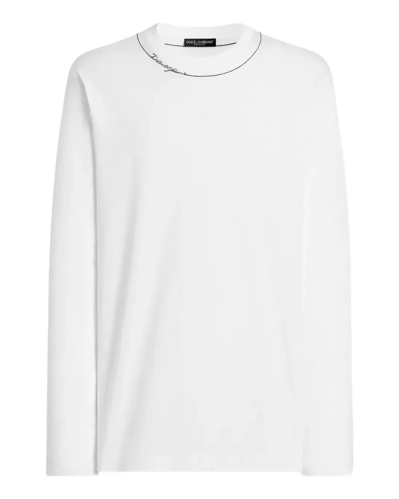 Dolce & Gabbana T-Shirt mit DG Logo-Stickereittt - Weiß Weiß
