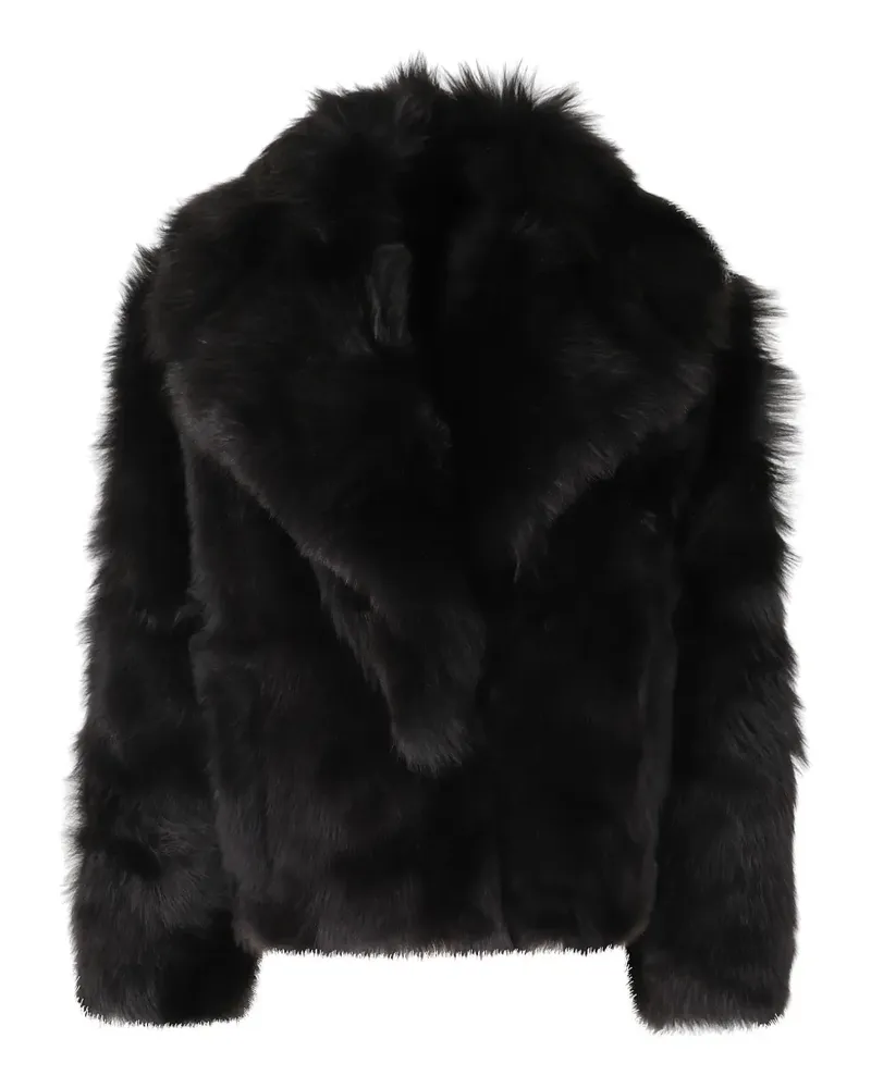 BLANCHA Shearling-Jacke mit Schößchen - Schwarz Schwarz