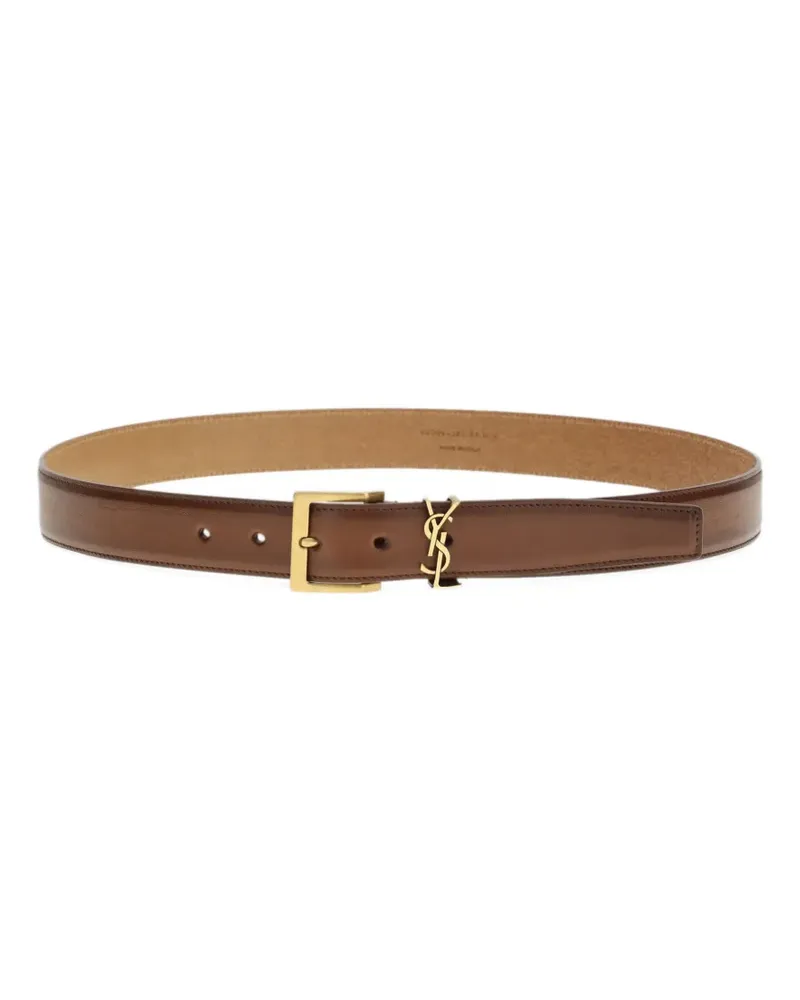 Saint Laurent Cassandre leather belt - Braun Braun
