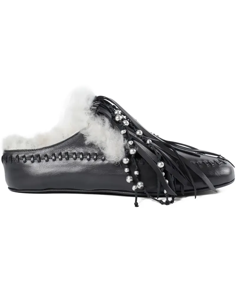 Ann Demeulemeester Olai Mules mit Fransen - Schwarz Schwarz