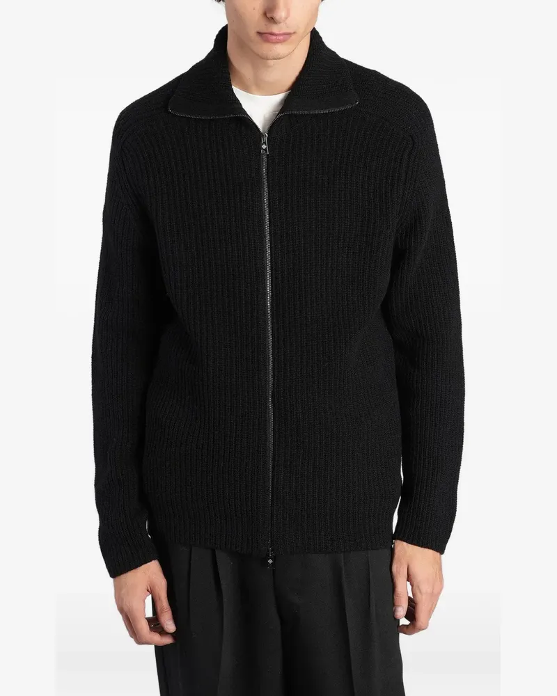 Tagliatore Gerippter Dundret Pullover mit Reißverschluss - Schwarz Schwarz