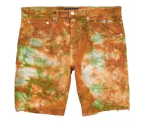 Batik-Jeans-Shorts mit Monogramm-Jacquard
