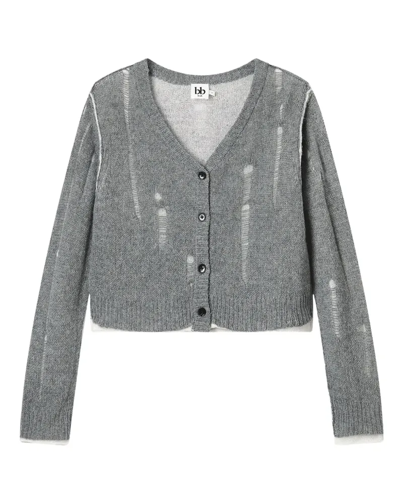 b+ab Cardigan im Distressed-Look mit V-Ausschnitt - Grau Grau