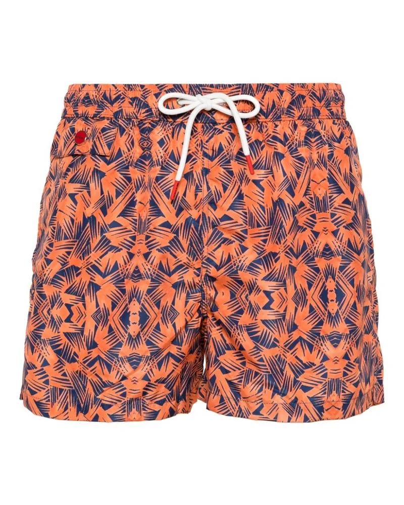 Kiton Badeshorts mit grafischem Print - Orange Orange