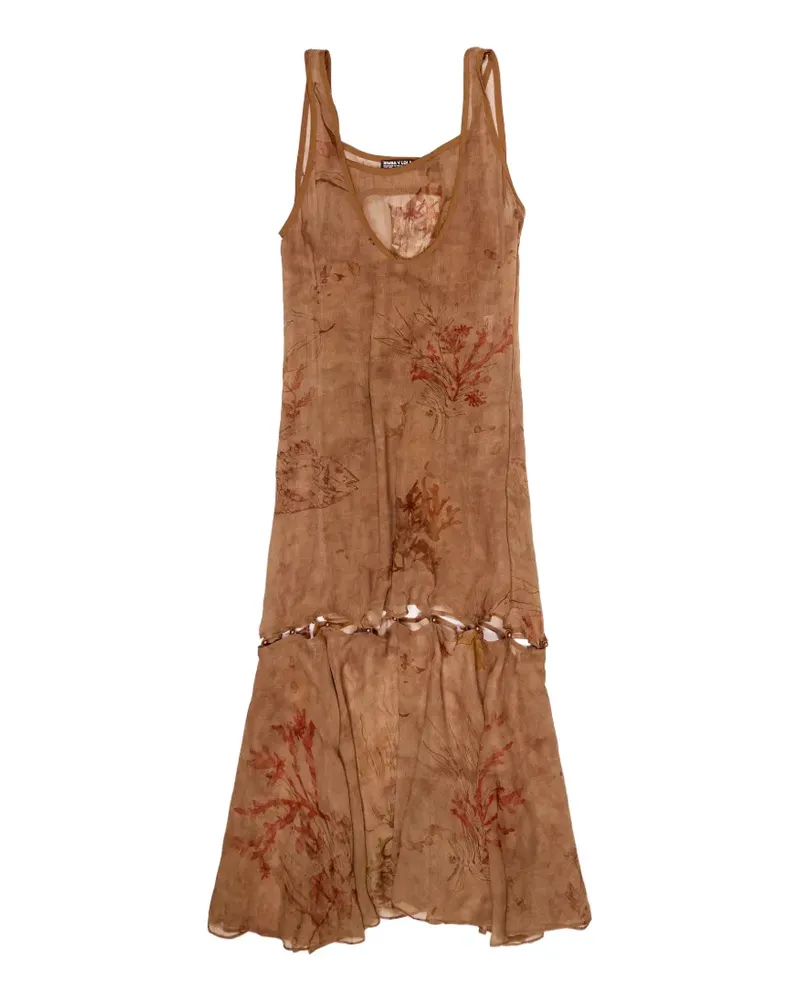 BIMBA Y LOLA print tiered midi dress - Nude Nude