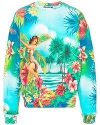 Roberto Cavalli Sweatshirt mit Blumen-Print Blau