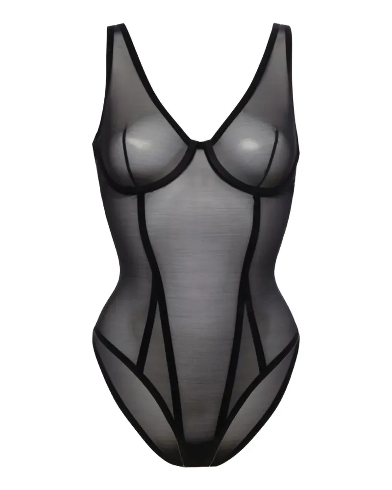 Wolford Bonded To Tulle Body mit Einsätzen - Schwarz Schwarz