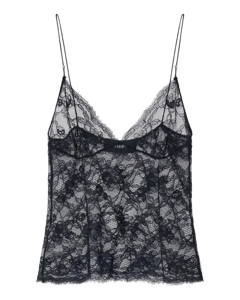 Amiri Cami Oberteil aus Spitze - Schwarz Schwarz