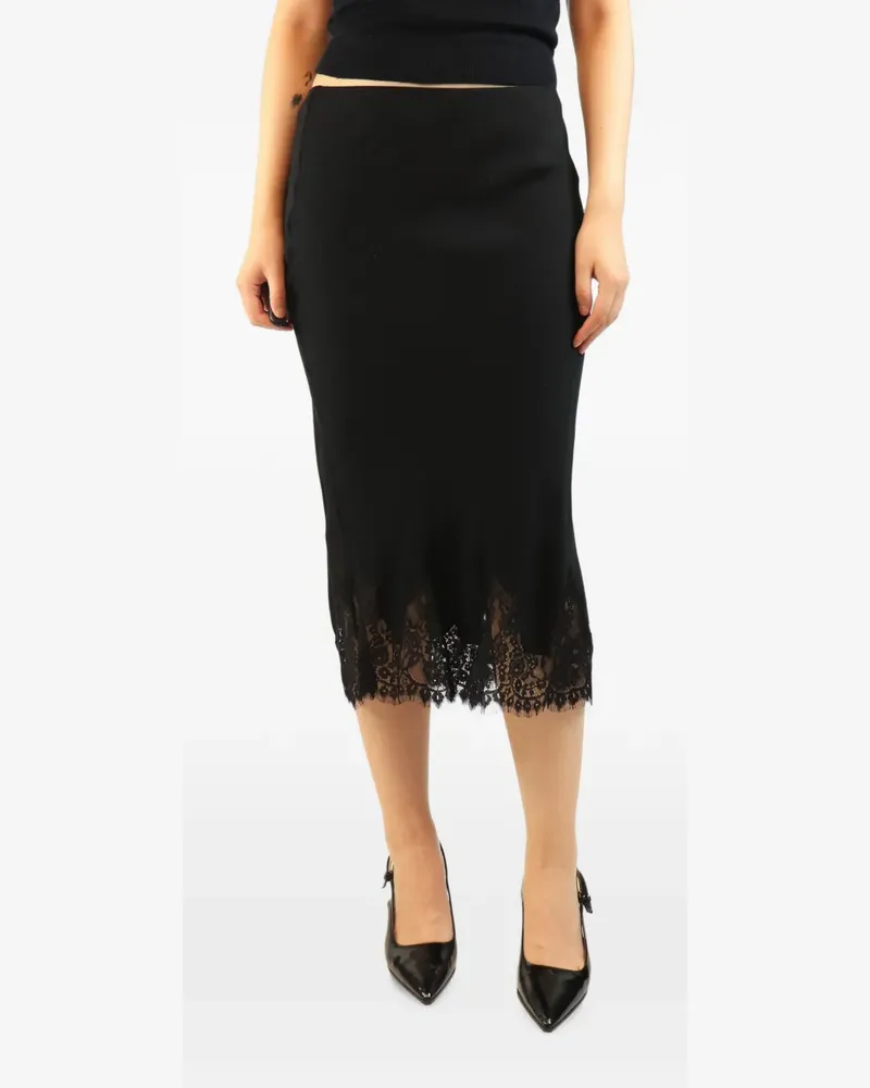 Reformation Carolina lace-trim midi skirt - Schwarz Schwarz