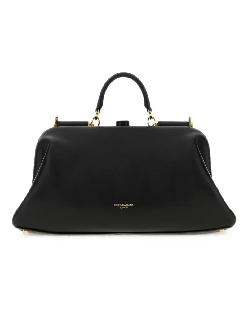 Dolce & Gabbana Große Grandma Tote Bag aus Nappaleder - Schwarz Schwarz