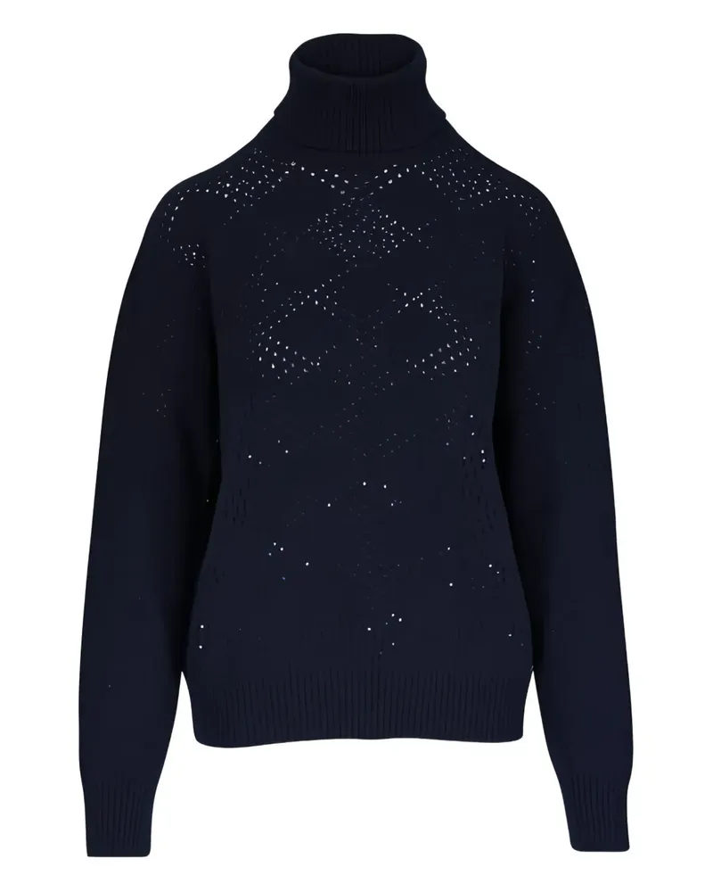 Kiton Rollkragenpullover mit Lochmuster - Blau Blau