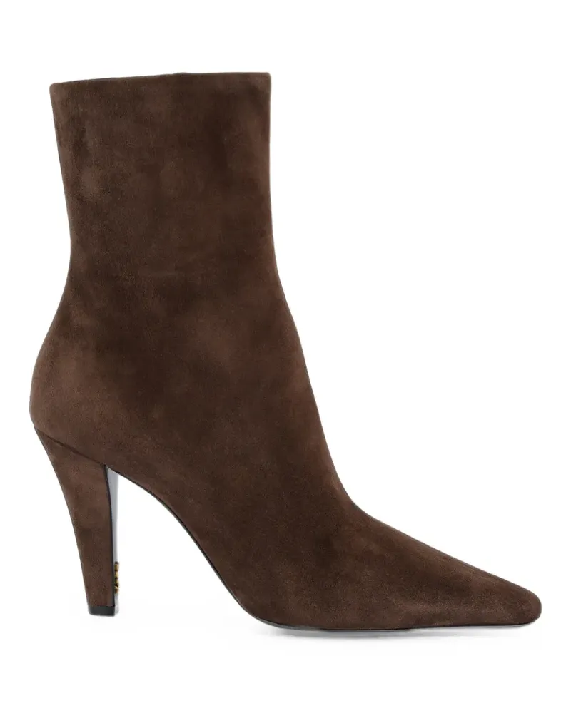 Saint Laurent Jill pointed-toe calf suede ankle boots - Braun Braun