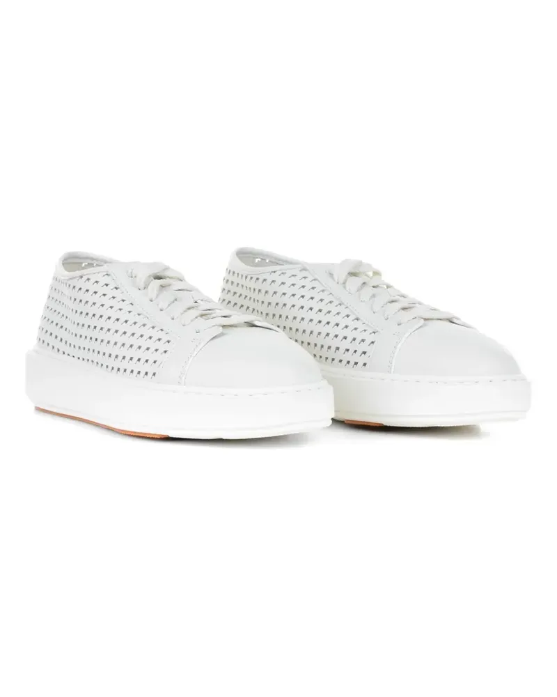 Santoni perforated leather sneakers - Weiß Weiß