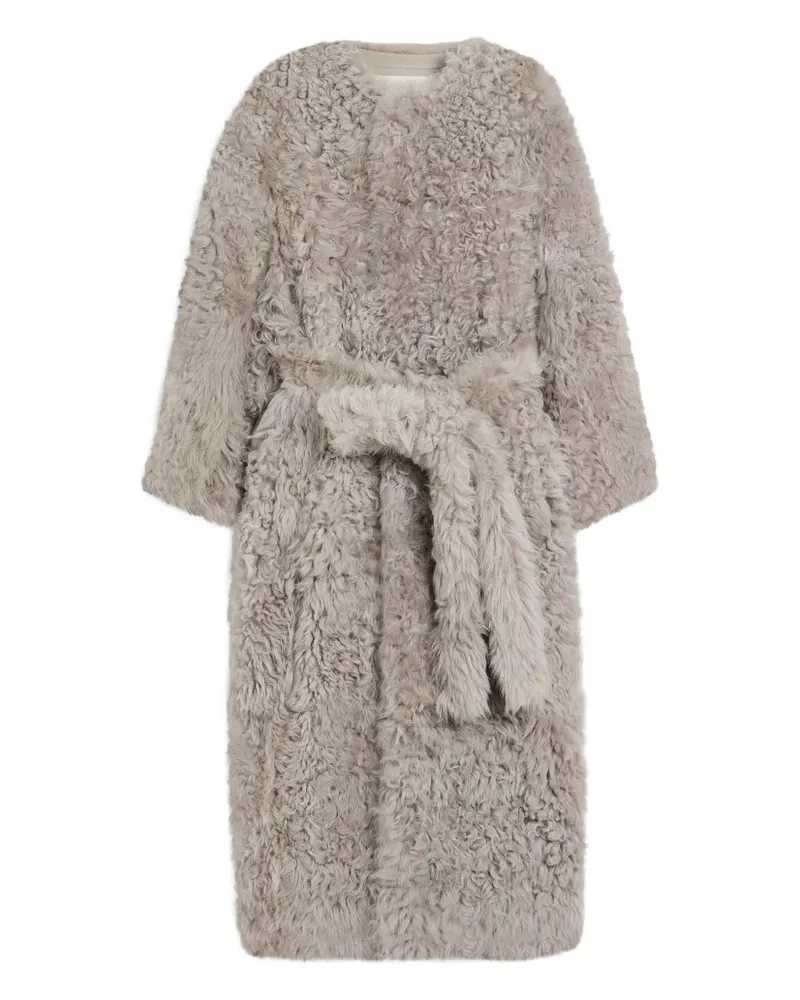 AMI Paris Shearling-Mantel mit Gürtel - Grau Grau