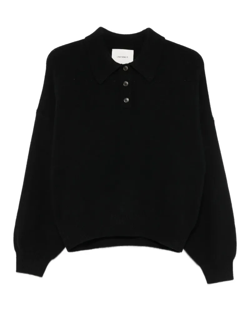 Lisa Yang Etta Poloshirt mit Knöpfen - Schwarz Schwarz