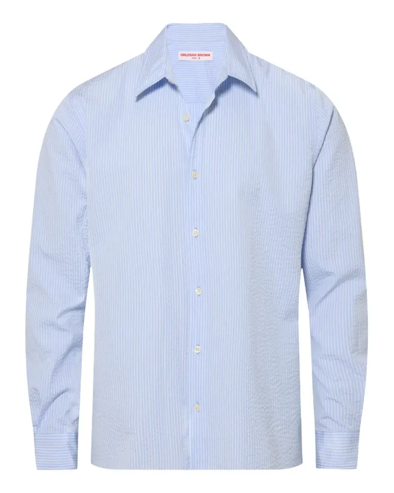Orlebar Brown Justin Hemd mit Seersucker-Streifen - Blau Blau