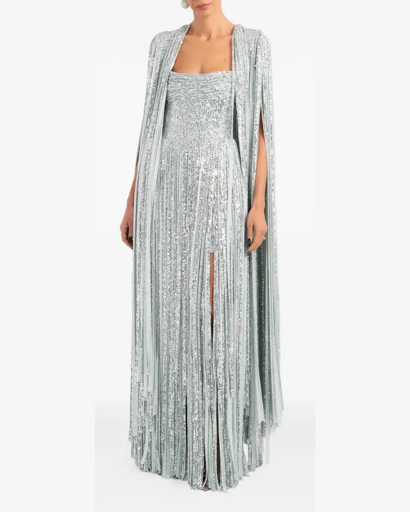 Ana Radu Maxikleid mit Fransen - Silber Silber