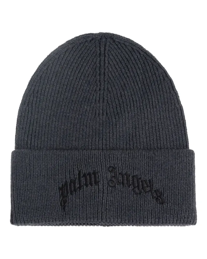 Palm Angels logo-embroidered beanie hat - Grau Grau