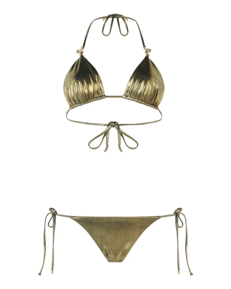 Roberto Cavalli Metallic-Bikini mit Schlangen-Detail - Gold Gold