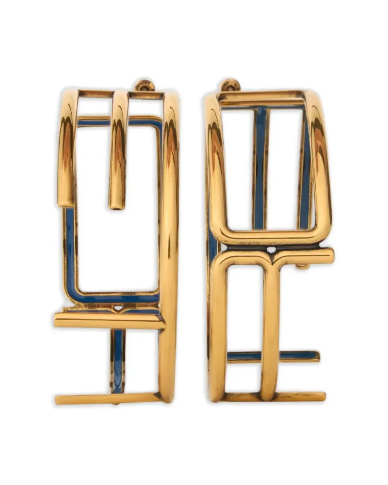 Etro Creolen mit Logo-Schild - Gold Gold