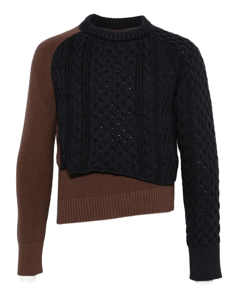 Sacai cable-knit panelled sweater - Schwarz Schwarz