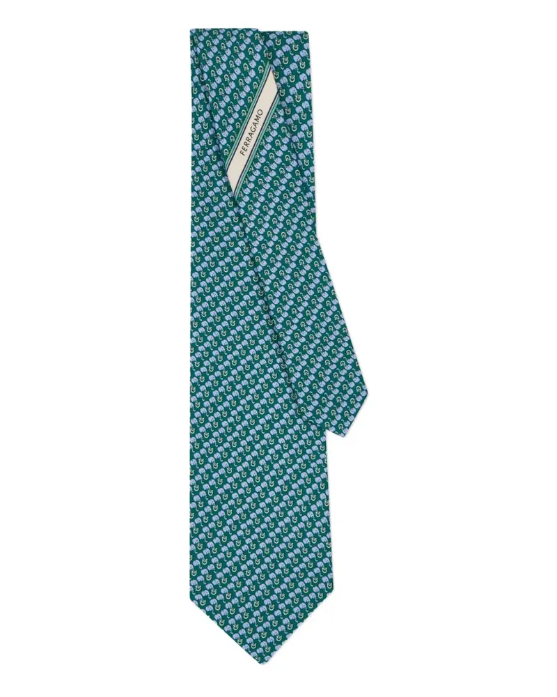 Ferragamo Seidenkrawatte mit Elefanten-Print - Grün Grün