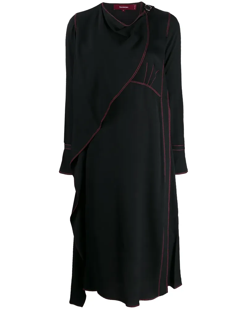 Sies Marjan Kleid mit drapiertem Ausschnitt - Schwarz Schwarz
