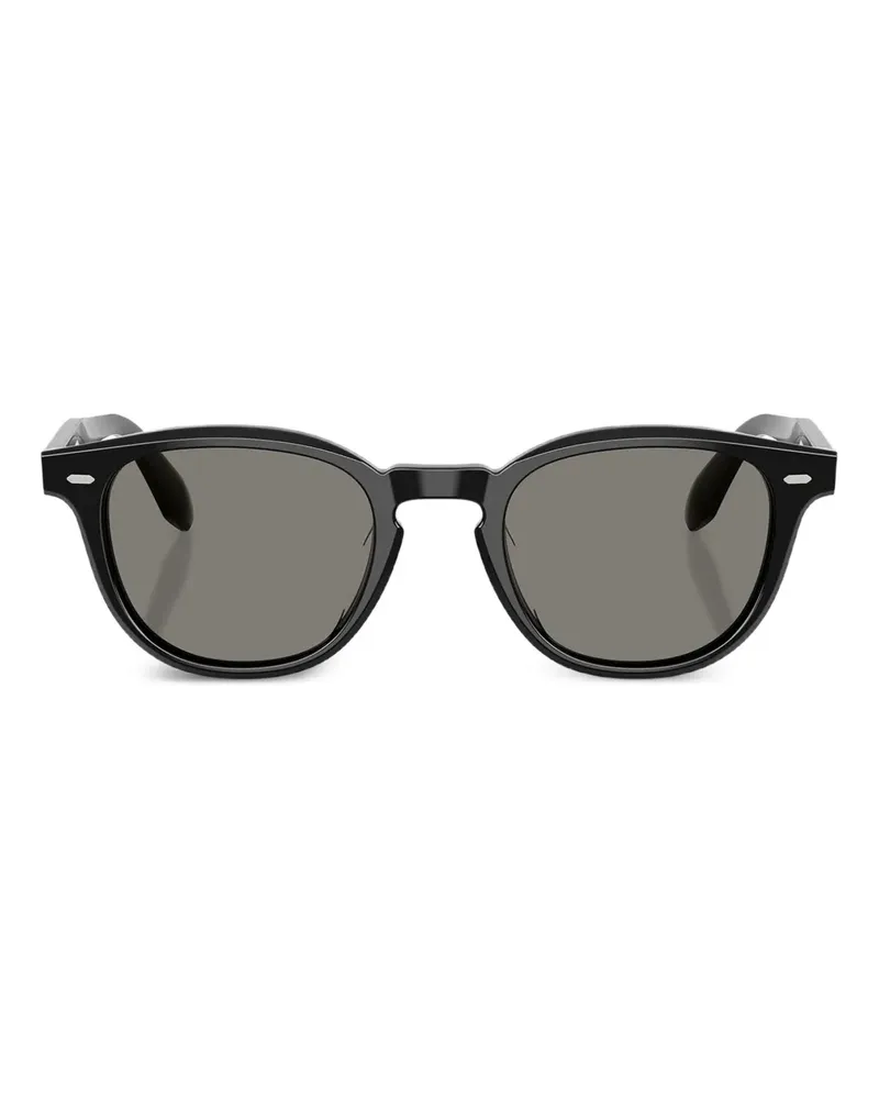 Oliver Peoples N.09 Sonnenbrille mit rundem Gestell - Schwarz Schwarz