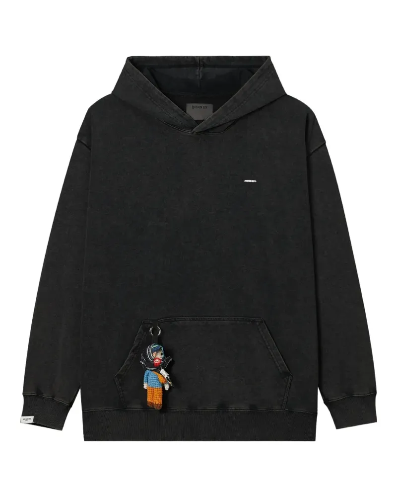 Musium Div. Acid-Wash-Hoodie mit Logo-Prägung - Schwarz Schwarz